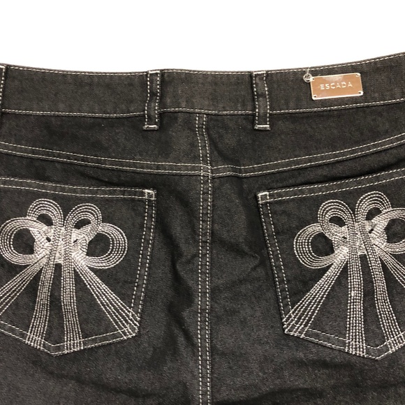 Escada Jeans 5-Pocket Flare Hem Black Wash Embroidery Pockets Size 40 - Picture 6 of 8
